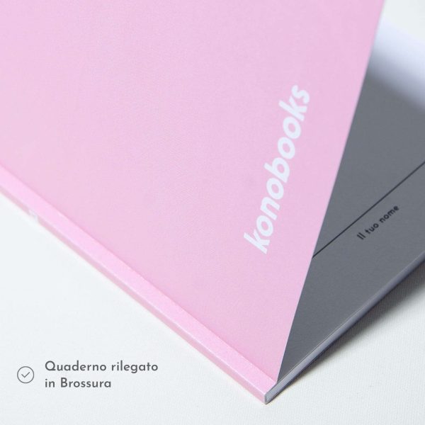 Quaderno rosa rilegato in brossura - in carta riciclata - Konobooks